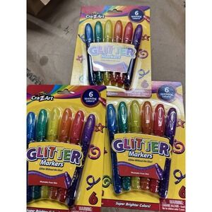 Cra-Z-Art Glitter Markers, 6 colors, 10050 ( SetOf 3 Packs) 18 Markers Total